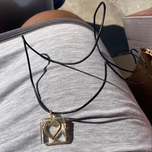 Heart necklace with leather strap